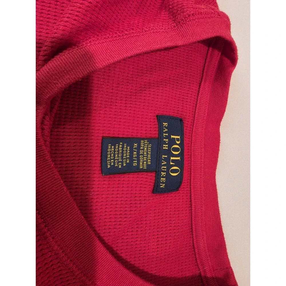 Polo Ralph Lauren Crewneck Logo Waffle-Knit Sleep Shirt, Red, Sz XL